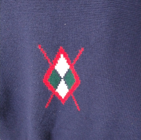 Alice Collins Navy Sweater with Argyle Design 100% Wool Women's Size Small - Picture 5 of 7